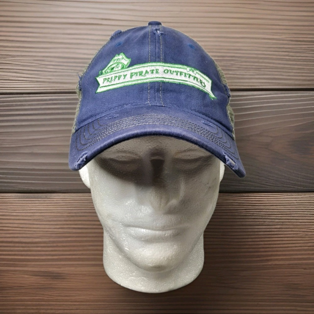 Preppy Pirate Outfitters Baseball Cap Hat Mens Distressed Strapback Mesh‎ OSFM